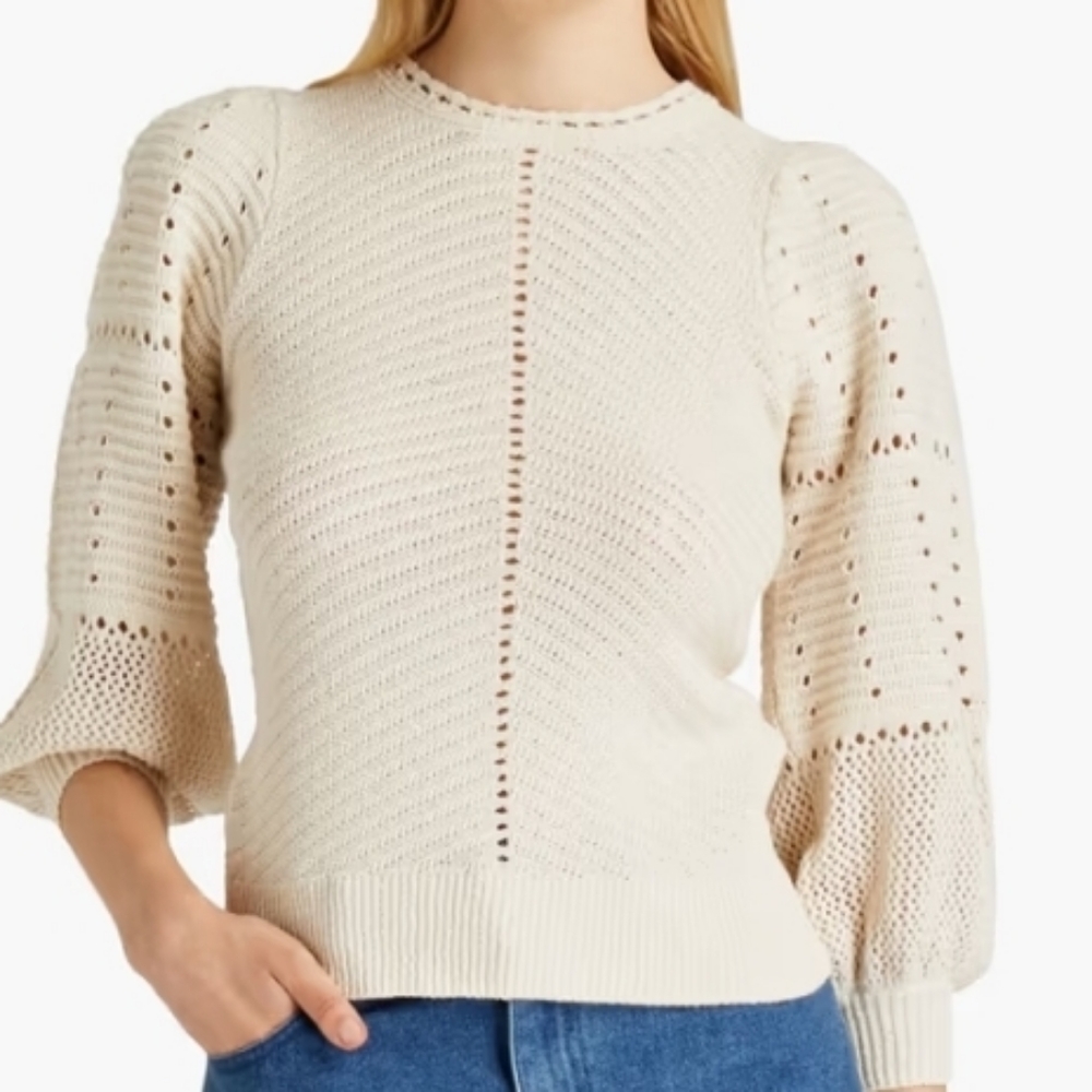 Knox Rose Pointelle Pullover Puff Sleeve Sweater Womens Size 1X